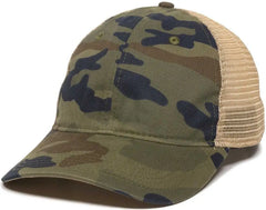 OC Sports PWT 200M Adjustable Mesh Back Cap Generic Camo Tea Stain Green / 6 7/8’’ 7 1/2’’