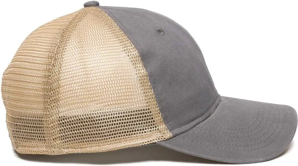 OC Sports PWT-200M Adjustable Mesh Back Cap - Graphite Tea Stain - Dark Gray / 6 7/8’’ - 7 1/2’’