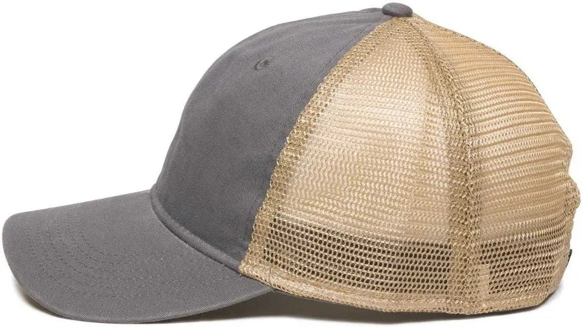 OC Sports PWT-200M Adjustable Mesh Back Cap - Graphite Tea Stain - Dark Gray / 6 7/8’’ - 7 1/2’’