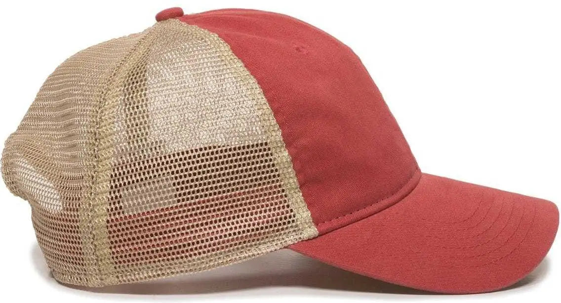 OC Sports PWT-200M Adjustable Mesh Back Cap - Nantucket Red Tea Stain - Red / 6 7/8’’ - 7 1/2’’