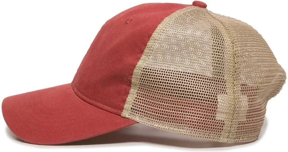 OC Sports PWT-200M Adjustable Mesh Back Cap - Nantucket Red Tea Stain - Red / 6 7/8’’ - 7 1/2’’
