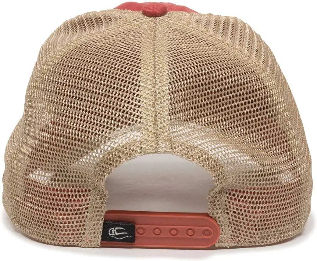 OC Sports PWT-200M Adjustable Mesh Back Cap - Nantucket Red Tea Stain - Red / 6 7/8’’ - 7 1/2’’