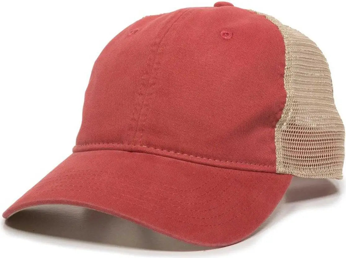 OC Sports PWT-200M Adjustable Mesh Back Cap - Nantucket Red Tea Stain - Red / 6 7/8’’ - 7 1/2’’