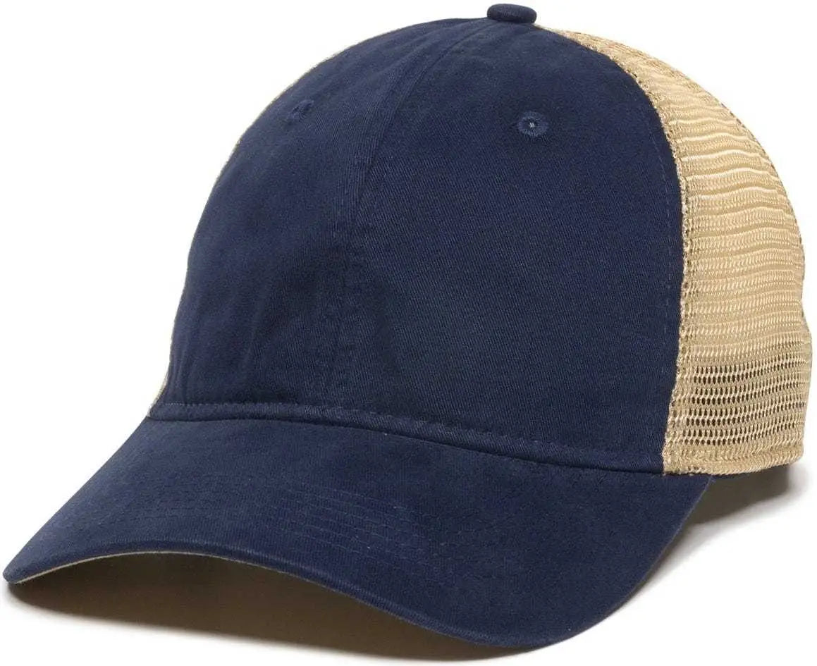 OC Sports PWT-200M Adjustable Mesh Back Cap - Navy Tea Stain - Navy / 6 7/8’’ - 7 1/2’’