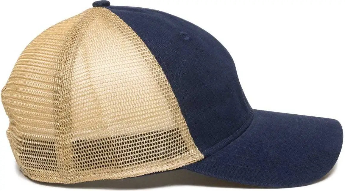 OC Sports PWT-200M Adjustable Mesh Back Cap - Navy Tea Stain - Navy / 6 7/8’’ - 7 1/2’’
