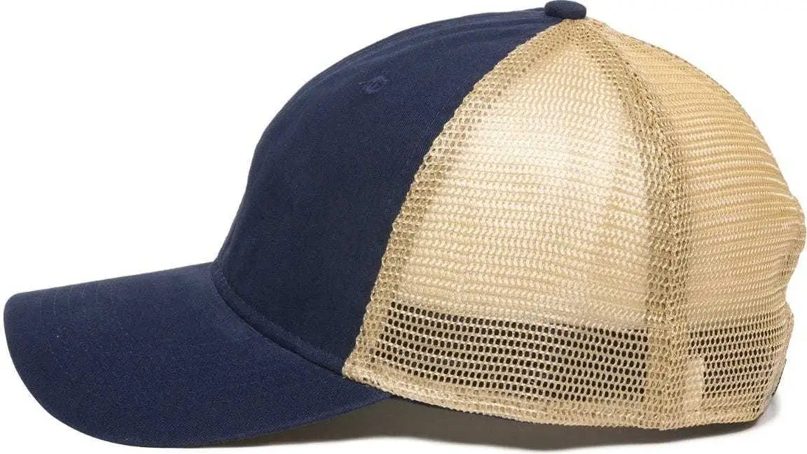 OC Sports PWT-200M Adjustable Mesh Back Cap - Navy Tea Stain - Navy / 6 7/8’’ - 7 1/2’’