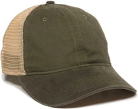 OC Sports PWT-200M Adjustable Mesh Back Cap - Olive Tea Stain - Olive / 6 7/8’’ - 7 1/2’’