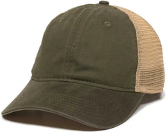 OC Sports PWT-200M Adjustable Mesh Back Cap - Olive Tea Stain - Olive / 6 7/8’’ - 7 1/2’’