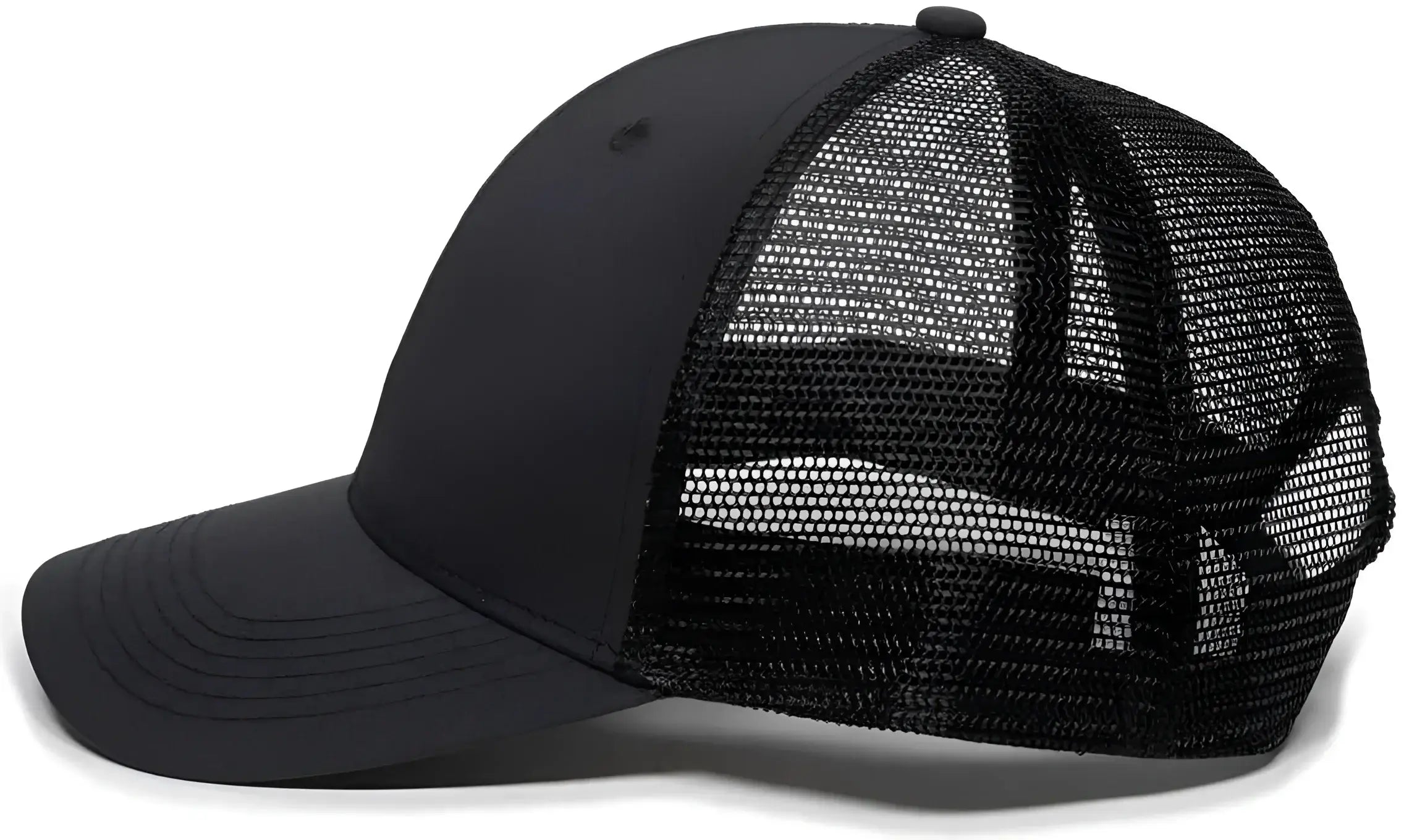 OC Sports RAM12A Polyester Mesh Back Cap -Black - Black / 6 7/8’’ - 7 1/2’’
