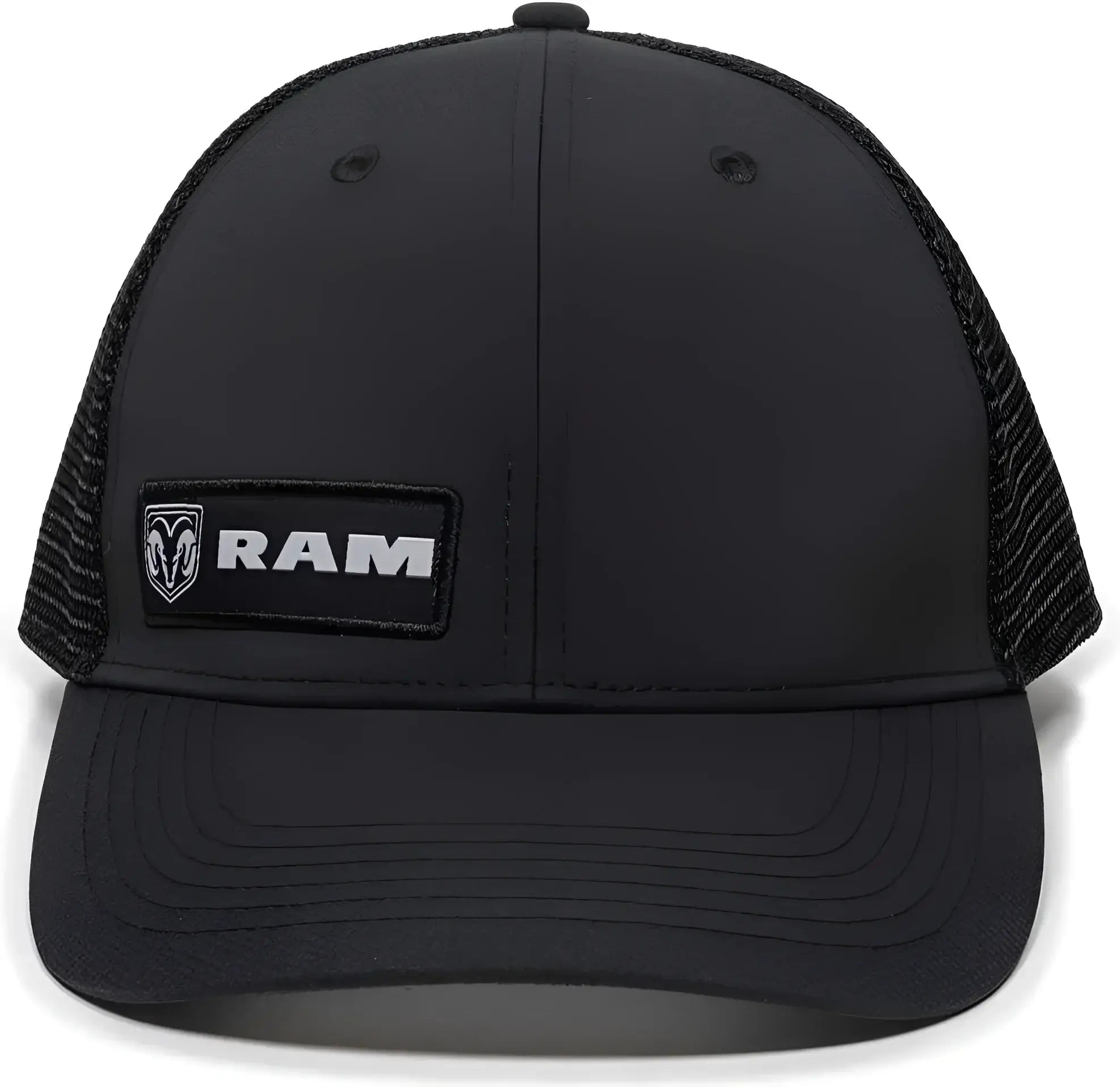 OC Sports RAM12A Polyester Mesh Back Cap -Black - Black / 6 7/8’’ - 7 1/2’’