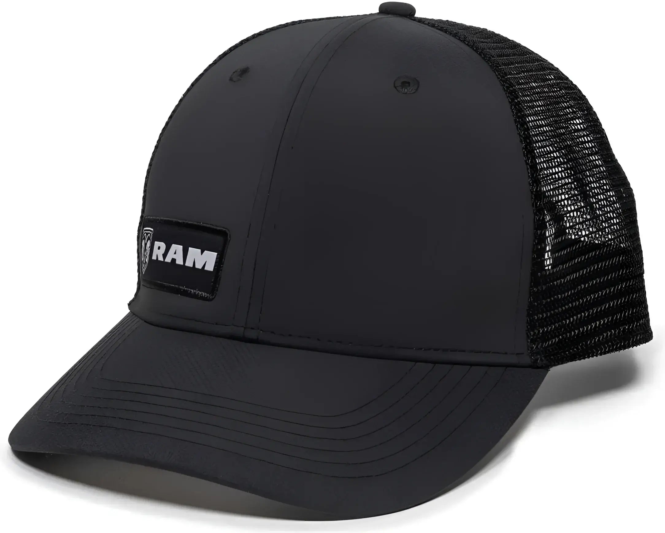 OC Sports RAM12A Polyester Mesh Back Cap -Black - Black / 6 7/8’’ - 7 1/2’’