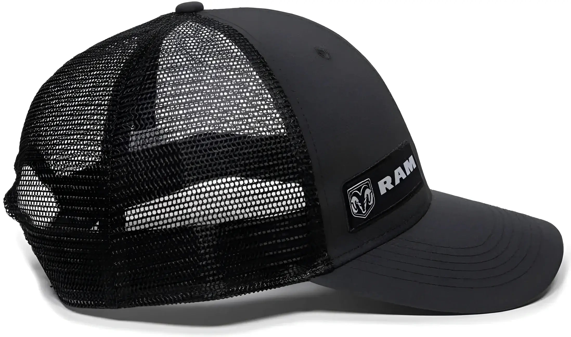 OC Sports RAM12A Polyester Mesh Back Cap -Black - Black / 6 7/8’’ - 7 1/2’’