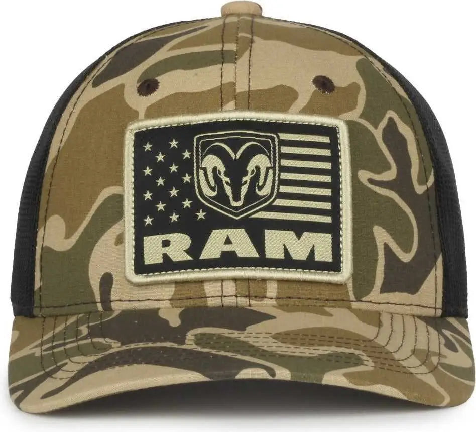 OC Sports RAM16 Ram Cotton Twill Pro Crown Ca - Brown Generic Woodland Camo Black - Multi-Colored / 6 7/8’’ - 7 1/2’’