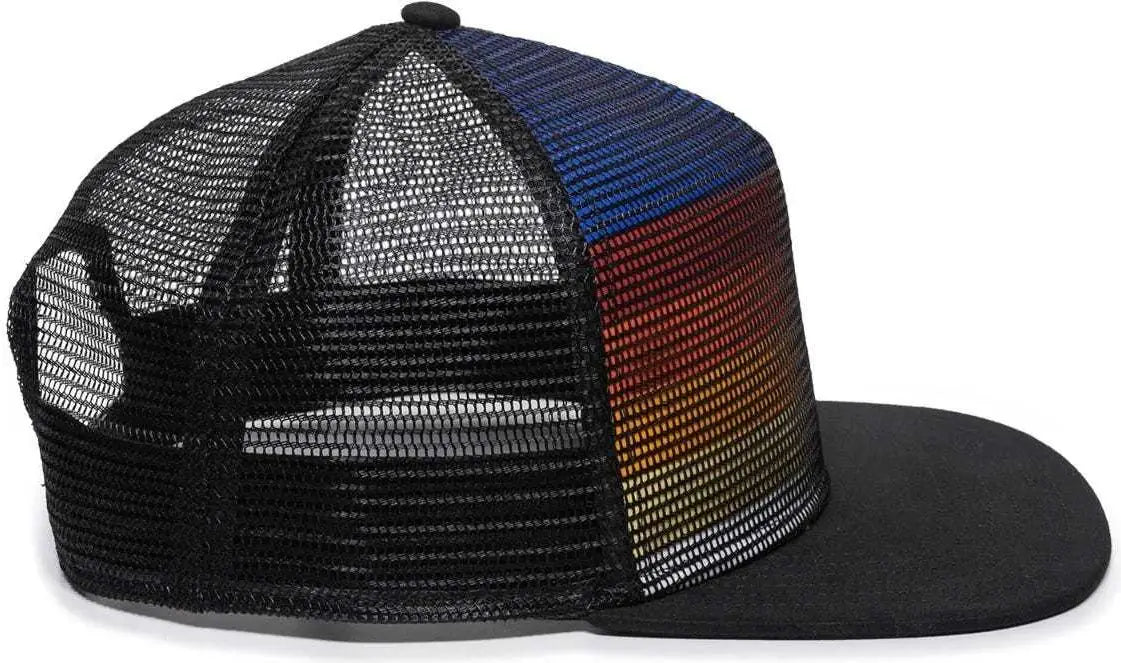 OC Sports REDL108 Mesh Overlay Cap - Stripes Black Black - Black / 6 7/8’’ - 7 1/2’’