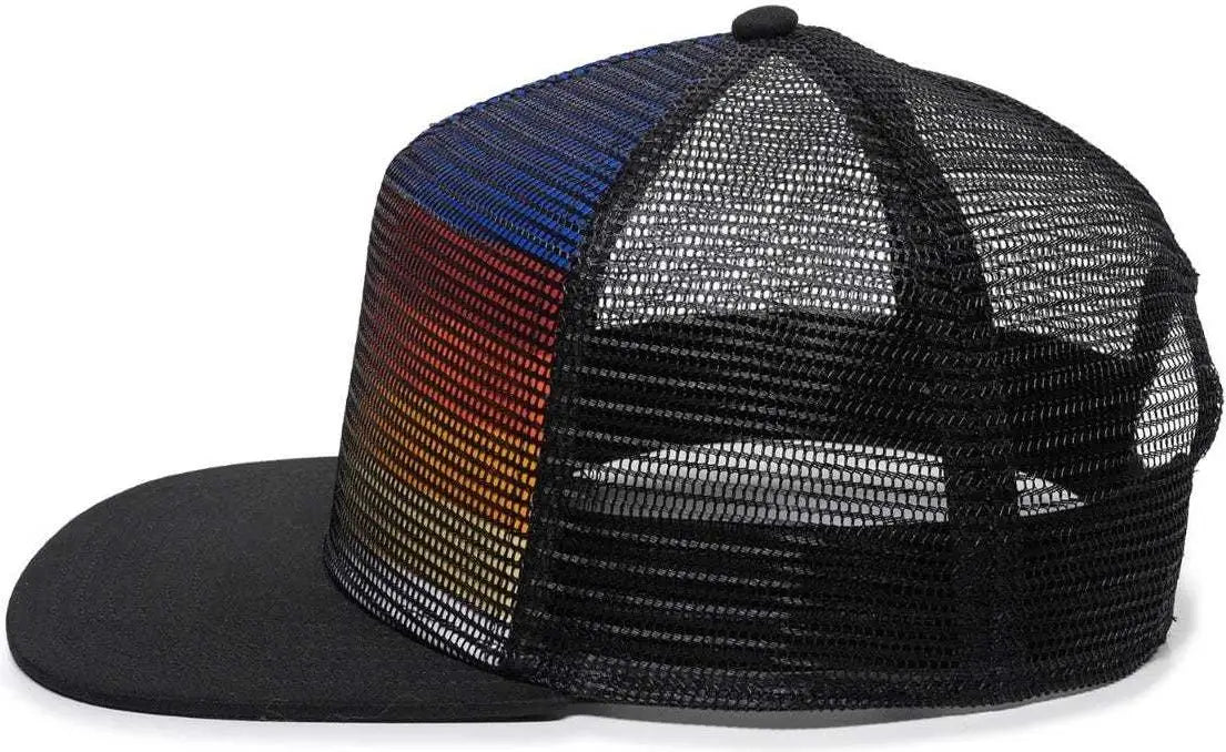 OC Sports REDL108 Mesh Overlay Cap - Stripes Black Black - Black / 6 7/8’’ - 7 1/2’’