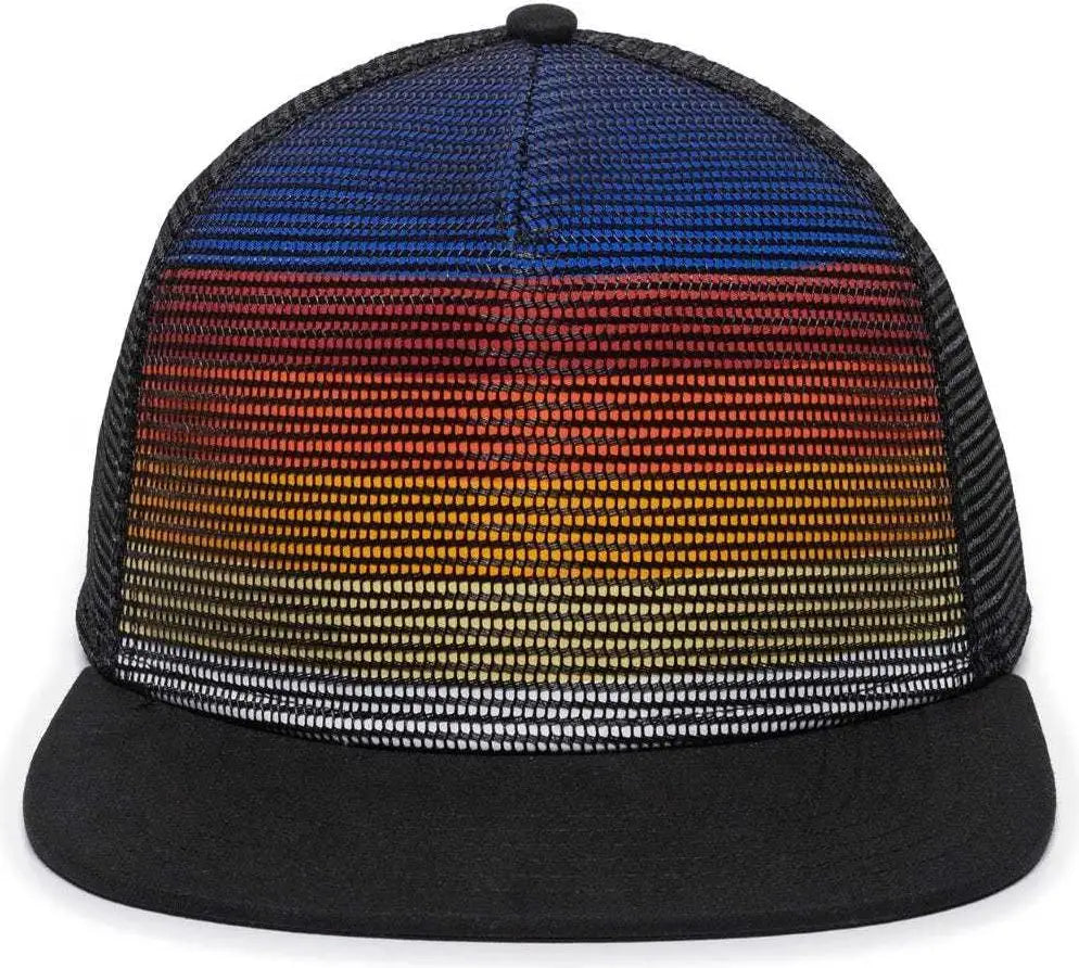 OC Sports REDL108 Mesh Overlay Cap - Stripes Black Black - Black / 6 7/8’’ - 7 1/2’’