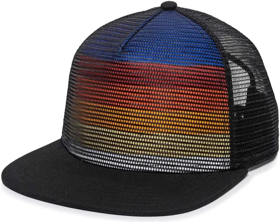 OC Sports REDL108 Mesh Overlay Cap - Stripes Black Black - Black / 6 7/8’’ - 7 1/2’’