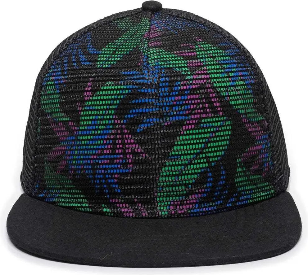 OC Sports REDL108 Mesh Overlay Cap - Tropical Black Black - Black / 6 7/8’’ - 7 1/2’’