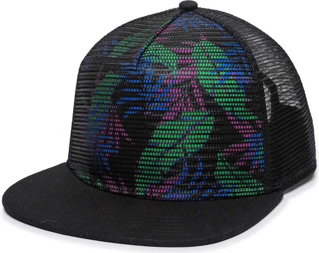 OC Sports REDL108 Mesh Overlay Cap - Tropical Black Black - Black / 6 7/8’’ - 7 1/2’’