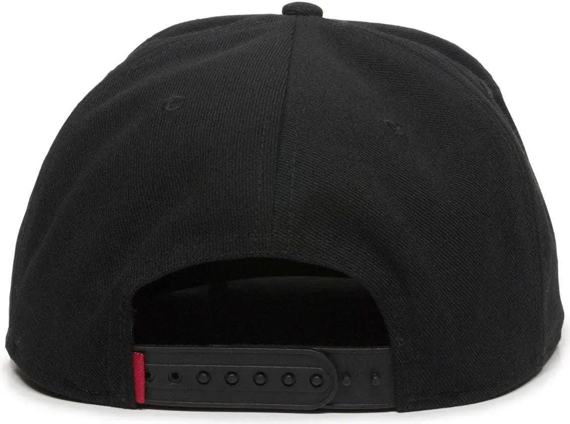 OC Sports REDLBL101 Adjustable Flat Bill Heathered Cap - Black - Black / 6 7/8’’ - 7 1/2’’