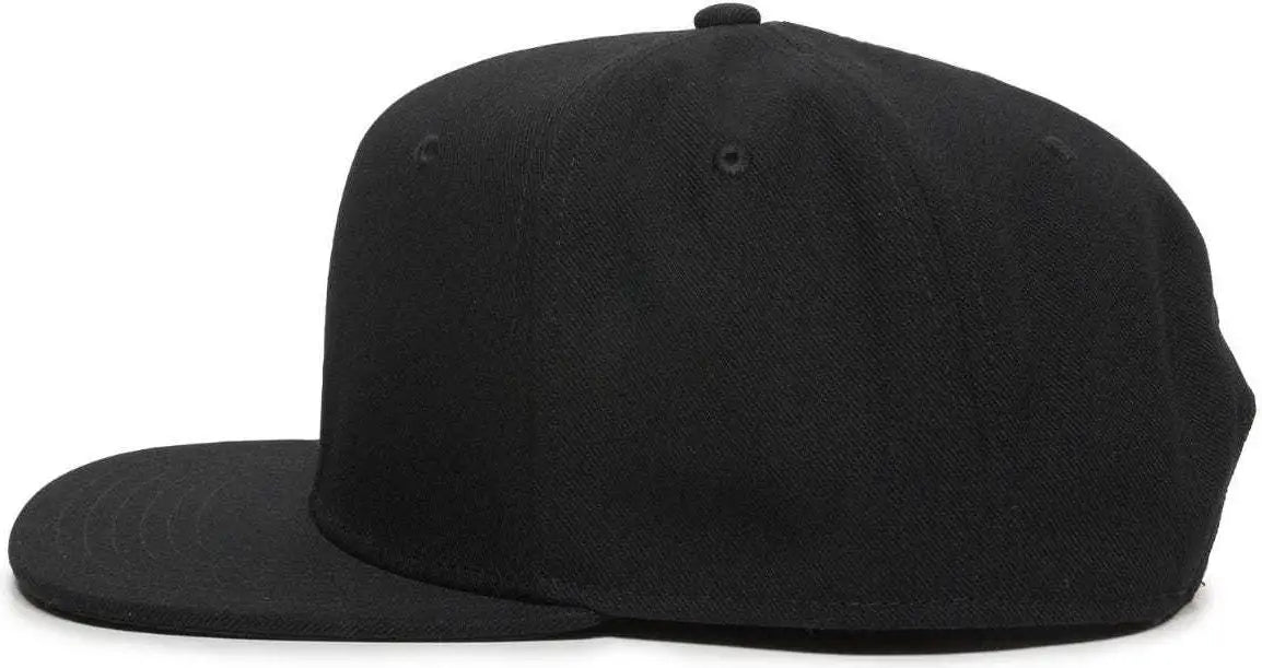 OC Sports REDLBL101 Adjustable Flat Bill Heathered Cap - Black - Black / 6 7/8’’ - 7 1/2’’