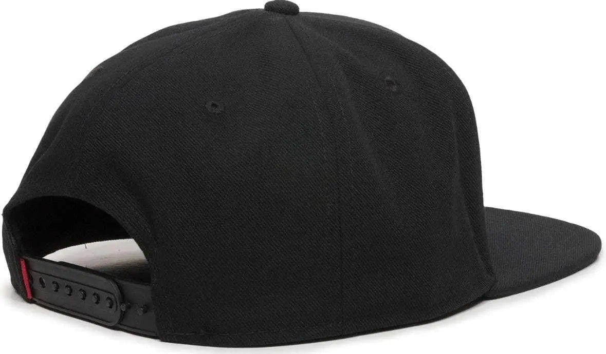 OC Sports REDLBL101 Adjustable Flat Bill Heathered Cap - Black - Black / 6 7/8’’ - 7 1/2’’