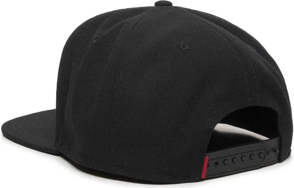 OC Sports REDLBL101 Adjustable Flat Bill Heathered Cap - Black - Black / 6 7/8’’ - 7 1/2’’