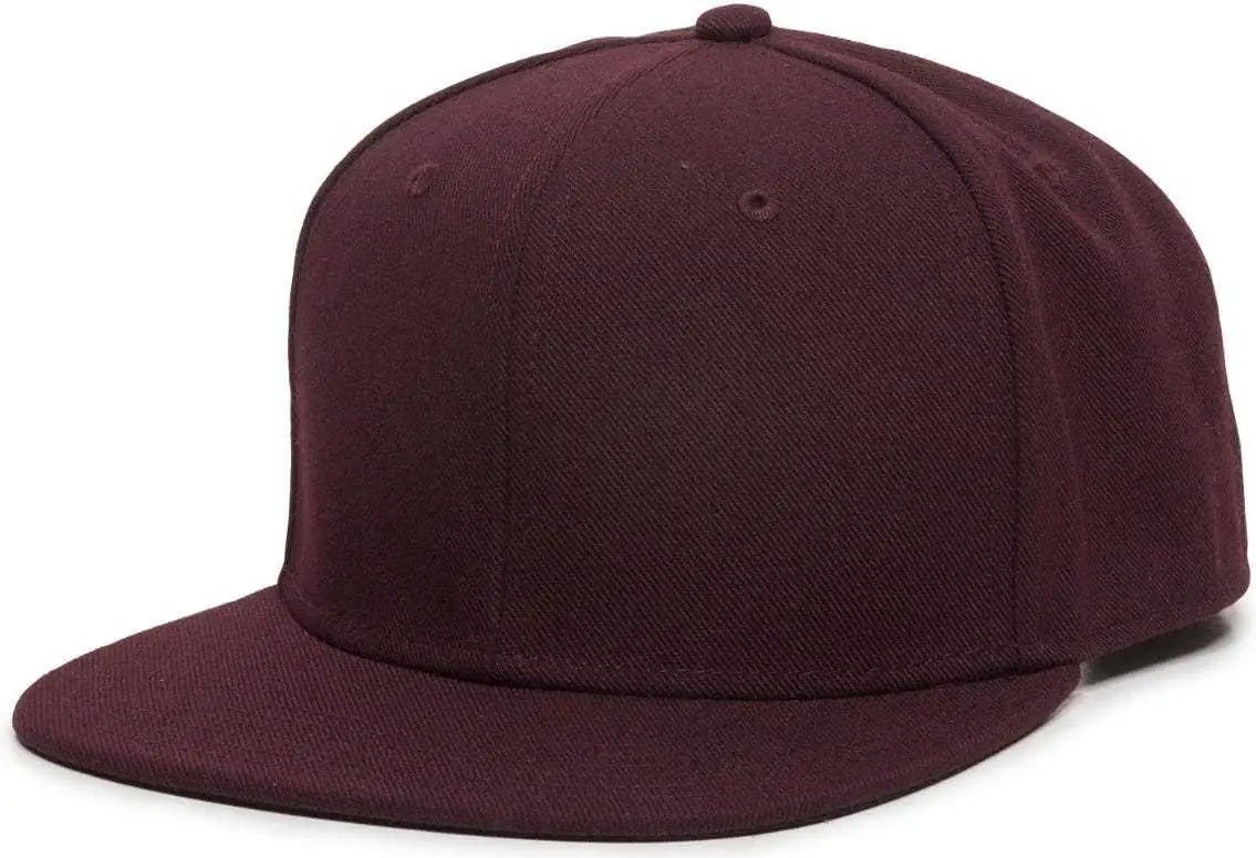 OC Sports REDLBL101 Adjustable Flat Bill Heathered Cap - Dark Wine - Maroon / 6 7/8’’ - 7 1/2’’
