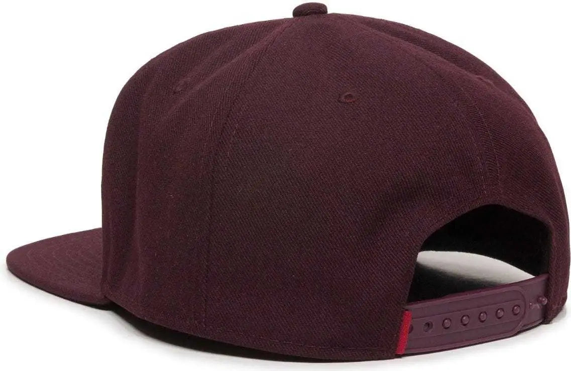 OC Sports REDLBL101 Adjustable Flat Bill Heathered Cap - Dark Wine - Maroon / 6 7/8’’ - 7 1/2’’