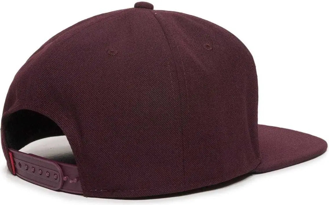 OC Sports REDLBL101 Adjustable Flat Bill Heathered Cap - Dark Wine - Maroon / 6 7/8’’ - 7 1/2’’