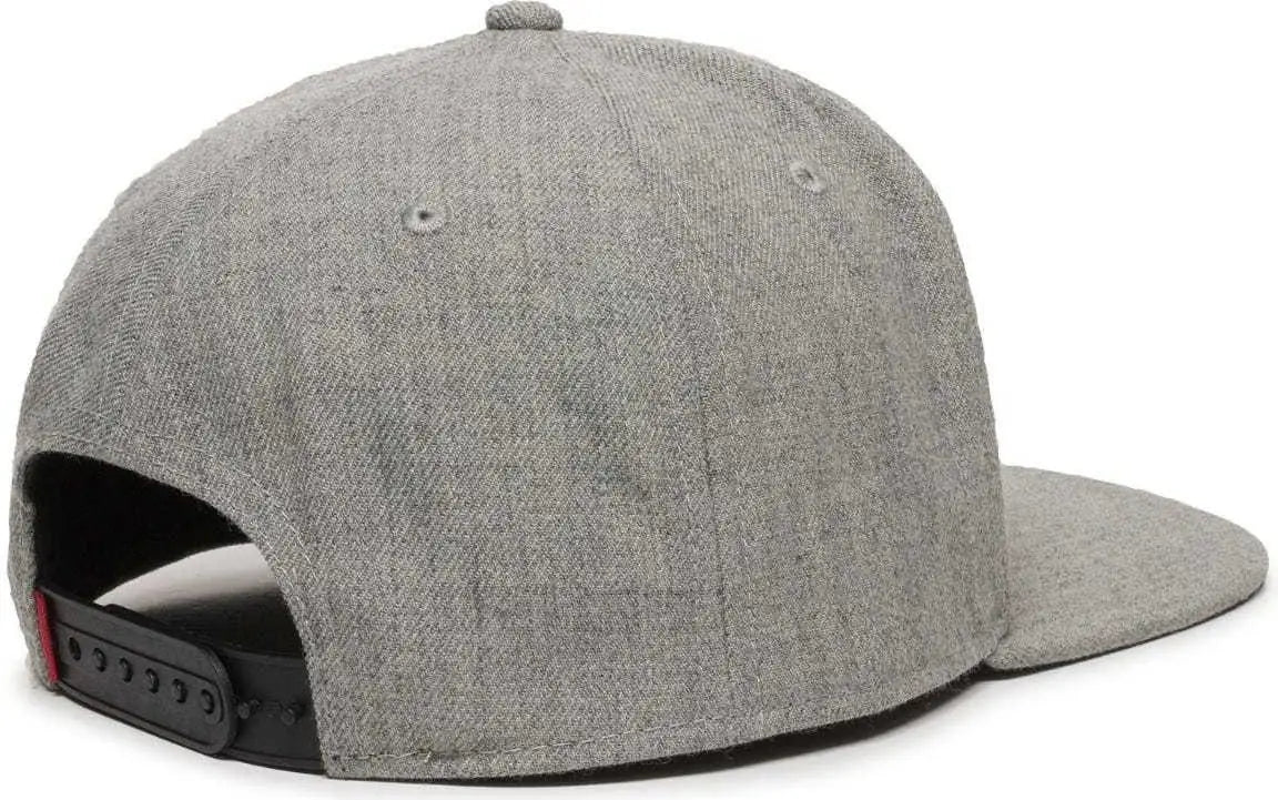 OC Sports REDLBL101 Adjustable Flat Bill Heathered Cap - Heathered Grey - Gray / 6 7/8’’ - 7 1/2’’