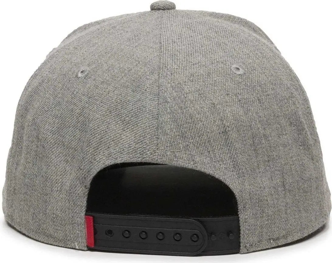 OC Sports REDLBL101 Adjustable Flat Bill Heathered Cap - Heathered Grey - Gray / 6 7/8’’ - 7 1/2’’