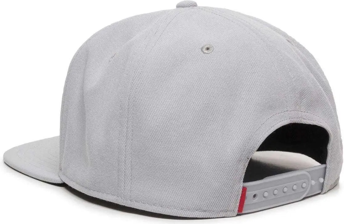 OC Sports REDLBL101 Adjustable Flat Bill Heathered Cap - Light Grey - Light Gray / 6 7/8’’ - 7 1/2’’