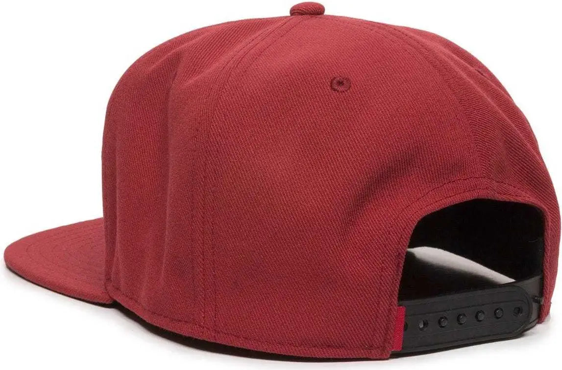 OC Sports REDLBL101 Adjustable Flat Bill Heathered Cap - Red - Red / 6 7/8’’ - 7 1/2’’