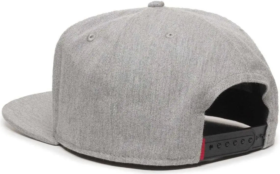 OC Sports REDLBL102 Adjustable Flat Bill Heathered Cap - Heathered Grey - Gray / 6 7/8’’ - 7 1/2’’