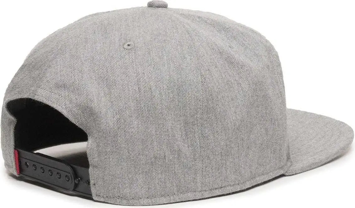 OC Sports REDLBL102 Adjustable Flat Bill Heathered Cap - Heathered Grey - Gray / 6 7/8’’ - 7 1/2’’