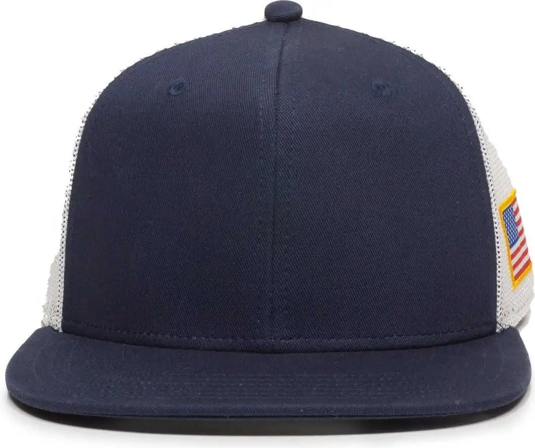 OC Sports REDLBL103 Woven American Flag Left Side Cap - Navy White - Navy White / 6 7/8’’ - 7 1/2’’