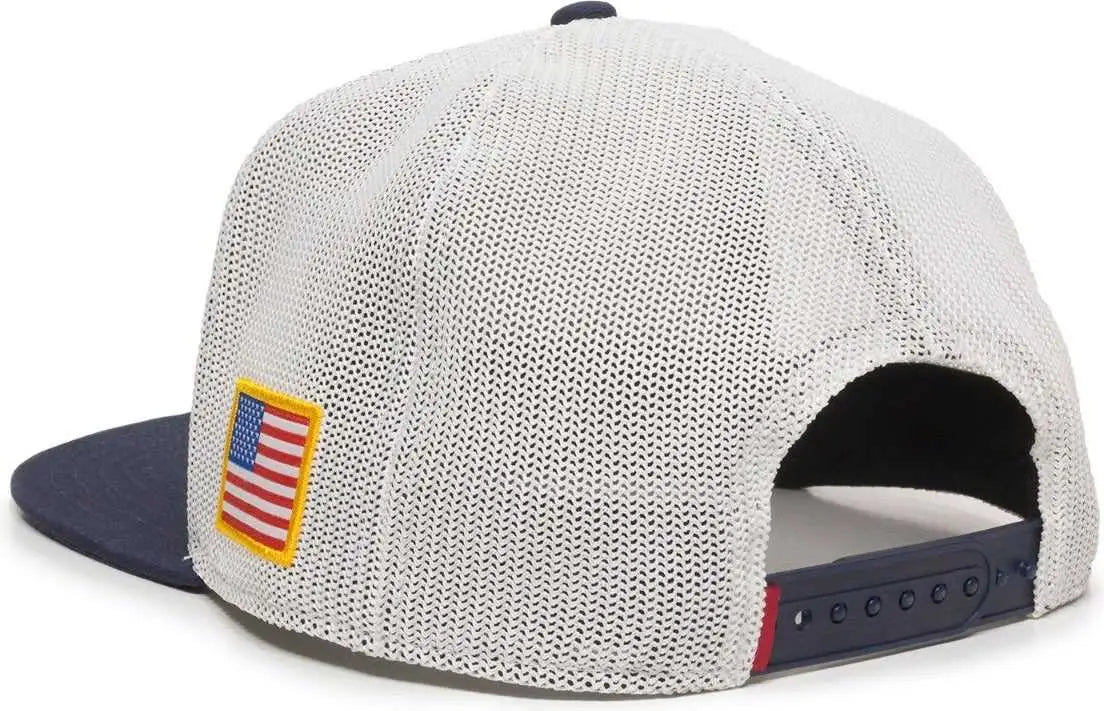 OC Sports REDLBL103 Woven American Flag Left Side Cap - Navy White - Navy White / 6 7/8’’ - 7 1/2’’
