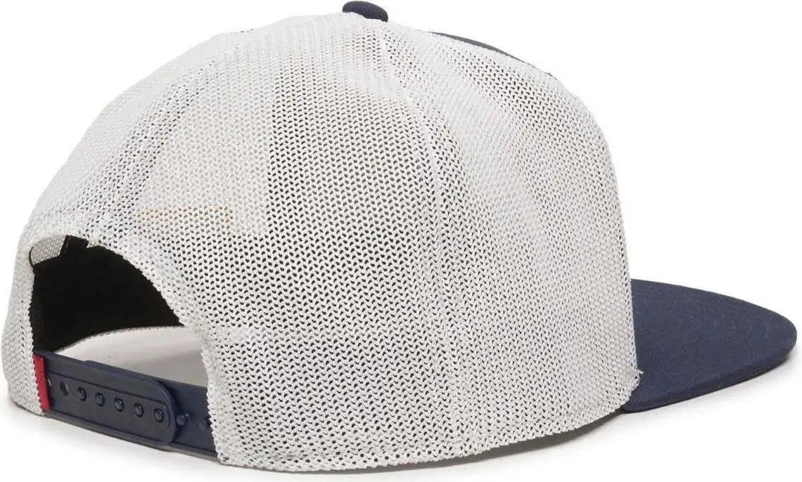 OC Sports REDLBL103 Woven American Flag Left Side Cap - Navy White - Navy White / 6 7/8’’ - 7 1/2’’
