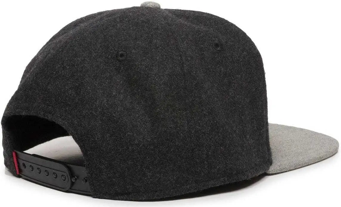 OC Sports REDLBL104 Adjustable Flat Bill Cap - Black Light Grey - Black Light Gray / 6 7/8’’ - 7 1/2’’