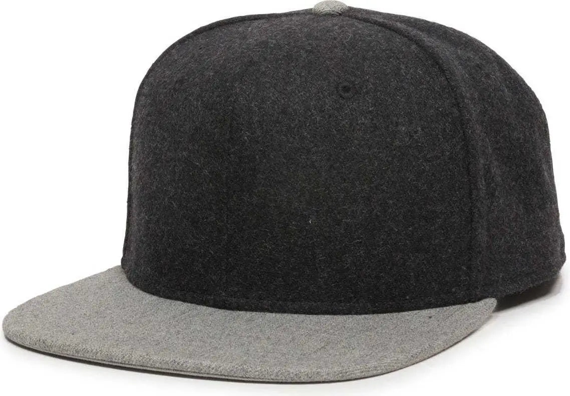 OC Sports REDLBL104 Adjustable Flat Bill Cap - Black Light Grey - Black Light Gray / 6 7/8’’ - 7 1/2’’