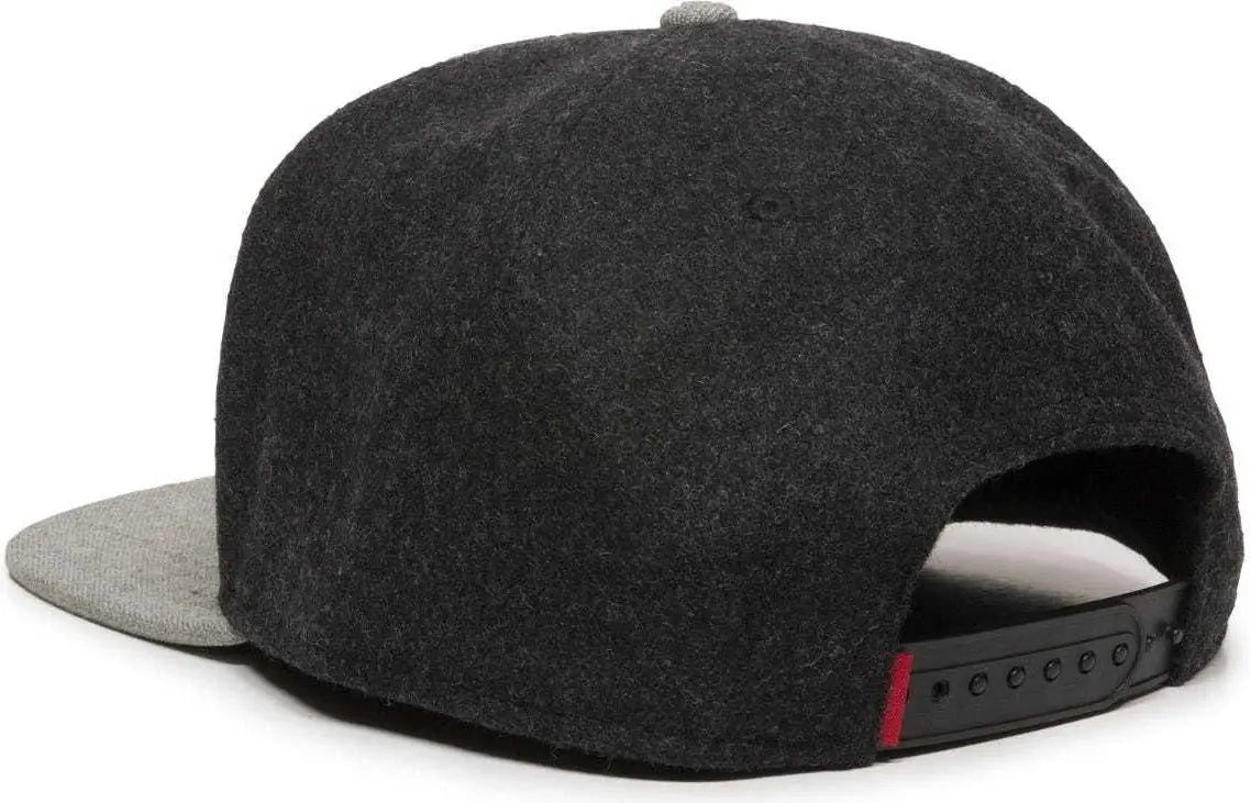 OC Sports REDLBL104 Adjustable Flat Bill Cap - Black Light Grey - Black Light Gray / 6 7/8’’ - 7 1/2’’