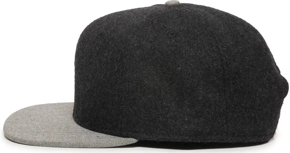 OC Sports REDLBL104 Adjustable Flat Bill Cap - Black Light Grey - Black Light Gray / 6 7/8’’ - 7 1/2’’