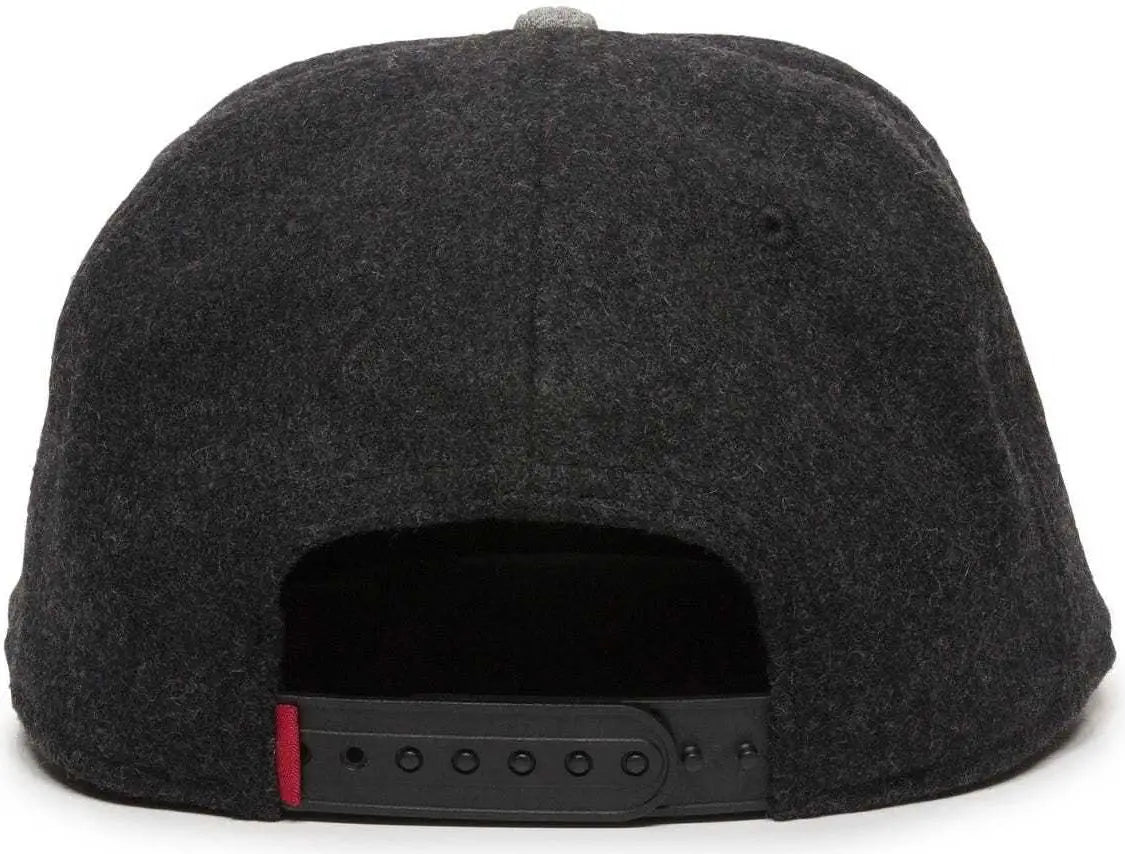 OC Sports REDLBL104 Adjustable Flat Bill Cap - Black Light Grey - Black Light Gray / 6 7/8’’ - 7 1/2’’