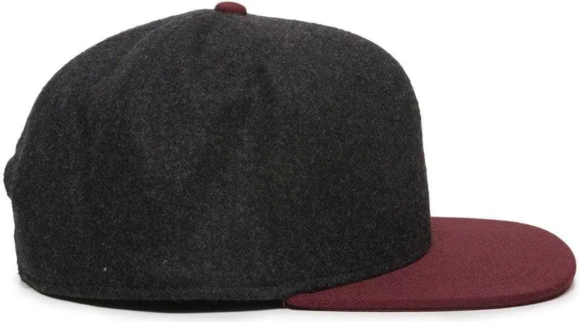 OC Sports REDLBL104 Adjustable Flat Bill Cap - Black Wine - Black Wine / 6 7/8’’ - 7 1/2’’