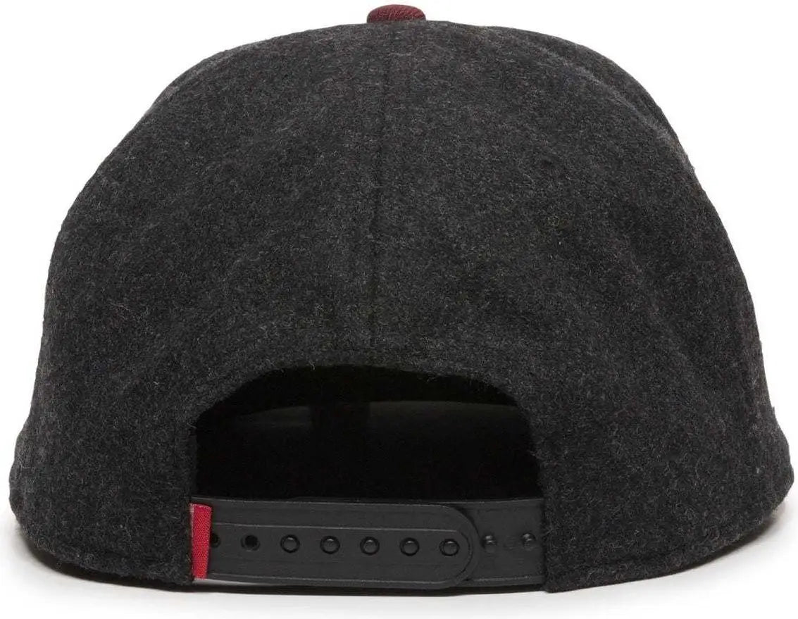OC Sports REDLBL104 Adjustable Flat Bill Cap - Black Wine - Black Wine / 6 7/8’’ - 7 1/2’’