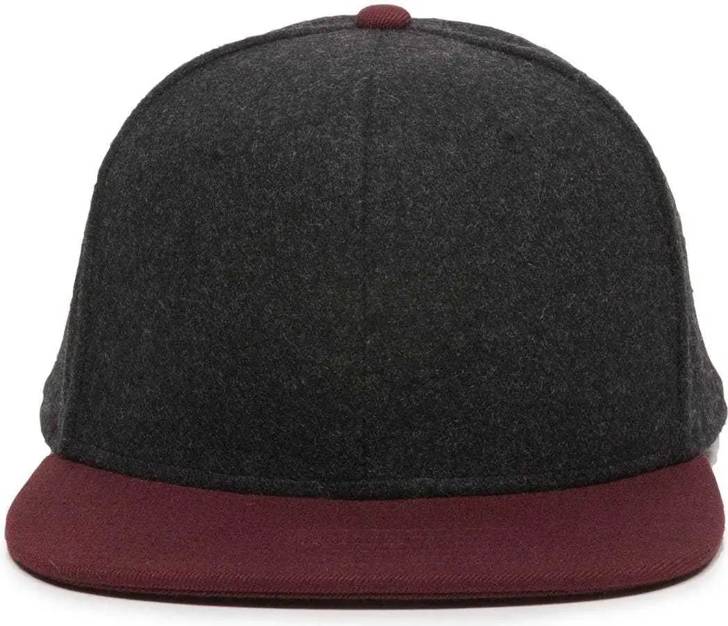 OC Sports REDLBL104 Adjustable Flat Bill Cap - Black Wine - Black Wine / 6 7/8’’ - 7 1/2’’