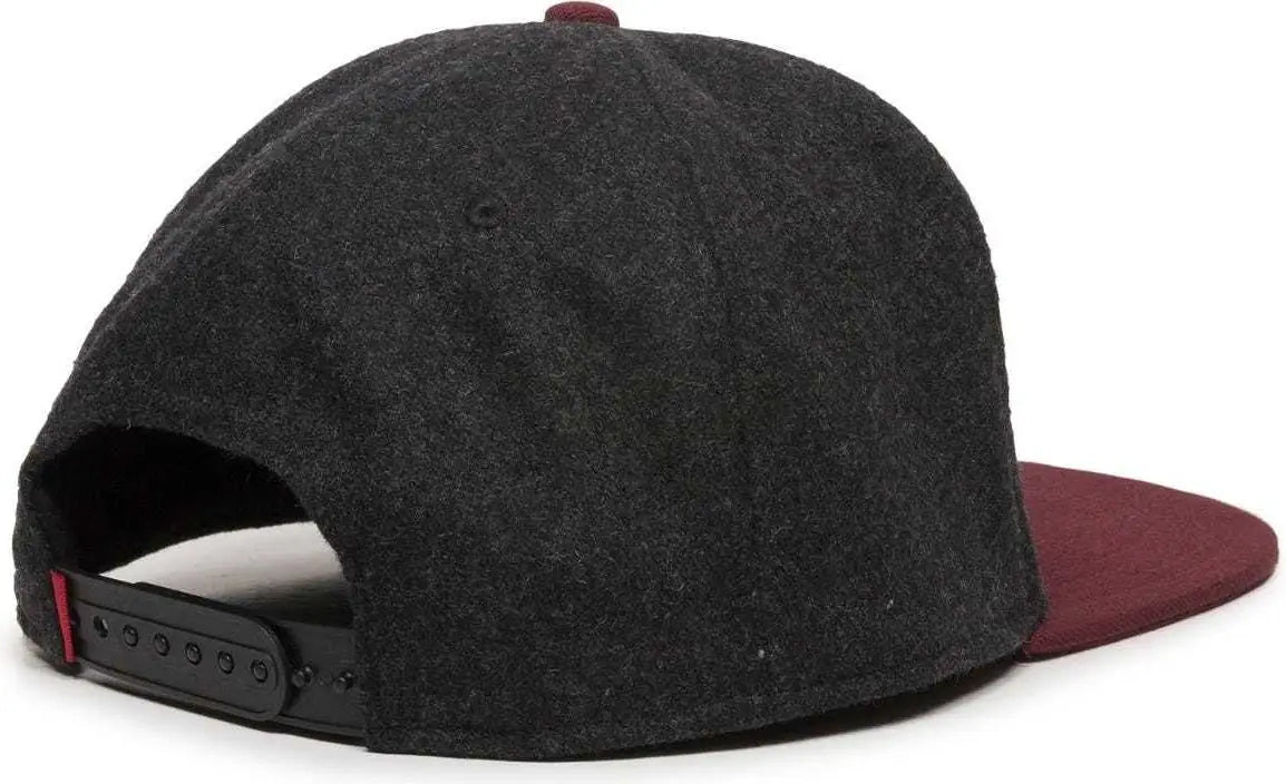 OC Sports REDLBL104 Adjustable Flat Bill Cap - Black Wine - Black Wine / 6 7/8’’ - 7 1/2’’