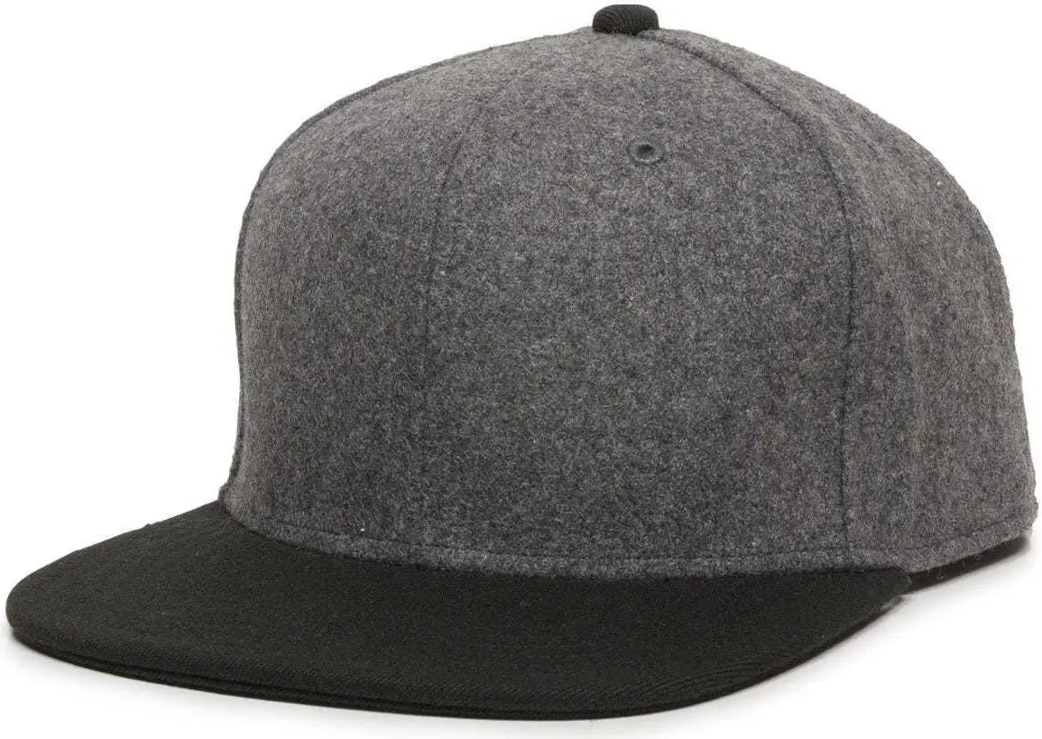 OC Sports REDLBL104 Adjustable Flat Bill Cap - Charcoal Black - Dark Gray Black / 6 7/8’’ - 7 1/2’’