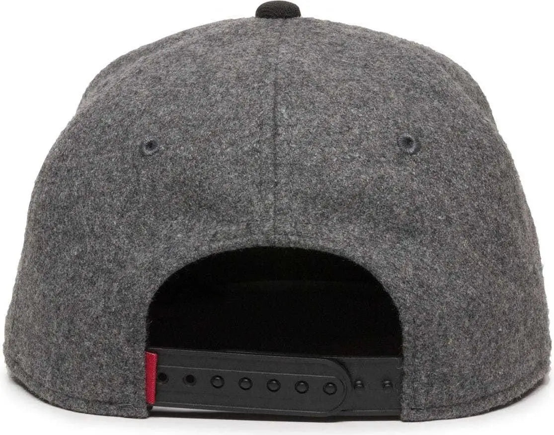 OC Sports REDLBL104 Adjustable Flat Bill Cap - Charcoal Black - Dark Gray Black / 6 7/8’’ - 7 1/2’’
